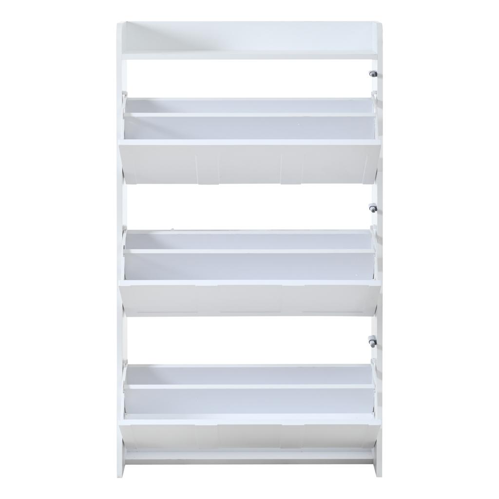2-Piece Set Shoe Cabinet Shoe Rack, with 12 Compartments, Can Be Placed In Hallways, Doors, Living Rooms and Offices, MDF, White
