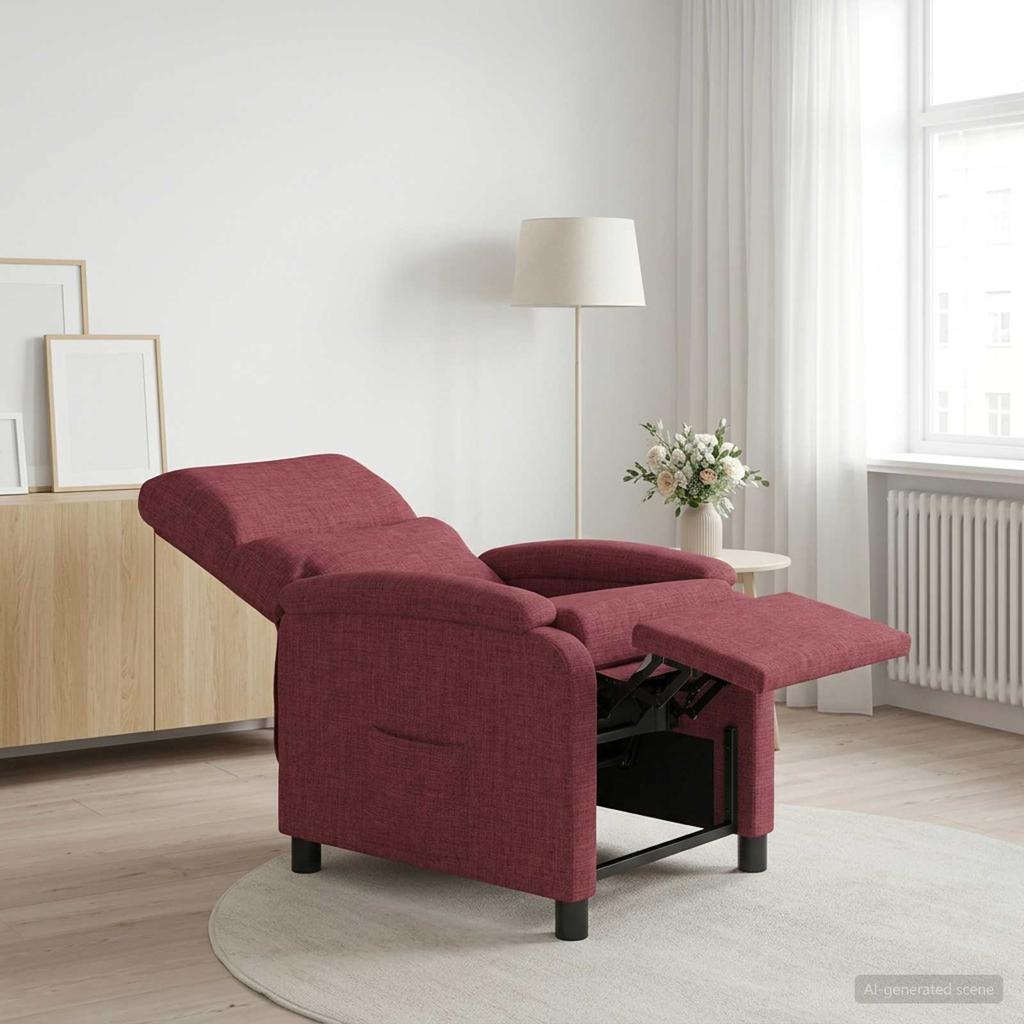 Recliner Chair Wine Red Fabric