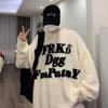 Guochao American Letter-printed Mink Fleece Sweater Men's Autumn and Winter Thickened High Street Couple Soft Waxy Knitted Sweater Top