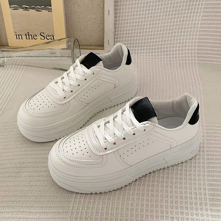 

Platform white shoes women s autumn new Korean version muffin casual sports shoes student lace-up board shoes 40 чёрный