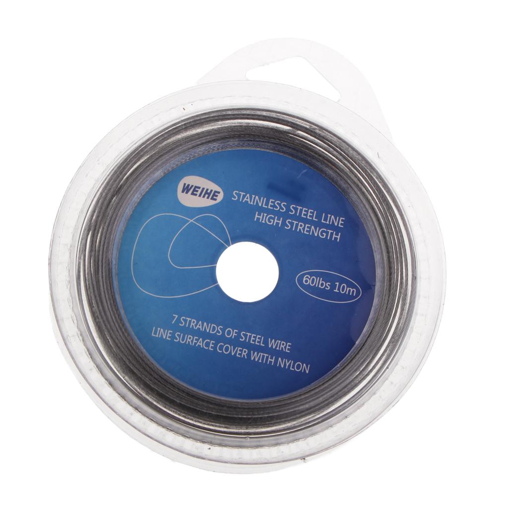 2 Pieces Steel Wire Fishing Line 10m Braided Leader 60LBS