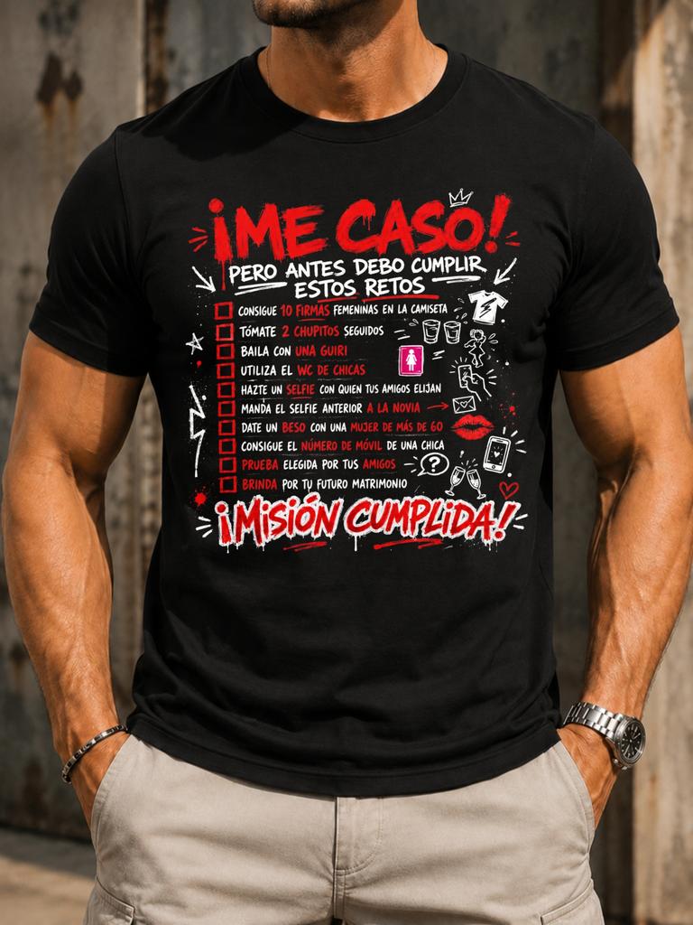 Spanish Bachelor Challenge Graffiti Checklist Red Icons Wedding Party Tasks And Bold Mission Text Unisex All TShirt