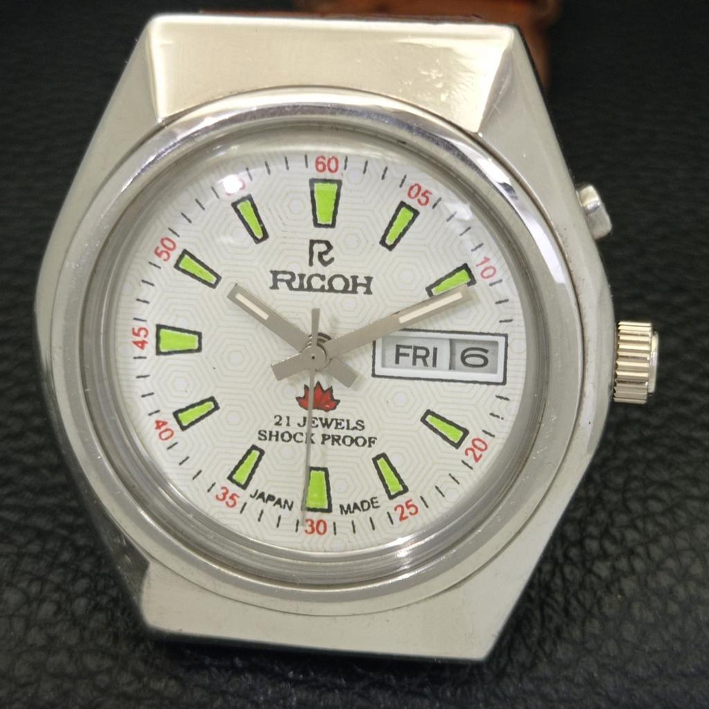 Ricoh R31 AUTOMATIC VINTAGE JAPAN MENS WHITE COLOR DIAL WATCH A701935-5 R207-a701935