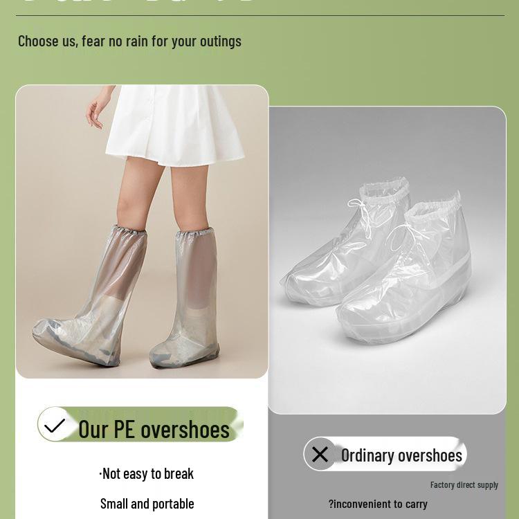 Rainy Day Non-Slip Waterproof Shoe Covers: Disposable, Portable, Wear-Resistant & Thickened High-Top Boots for Adults