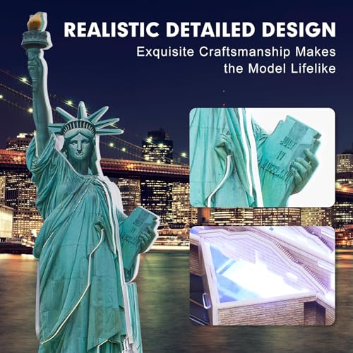 Cubic Fan Statue of Liberty with LED, L5356h, Craft Kit, 3D Puzzle, Model Building Kit, Elementary School Student