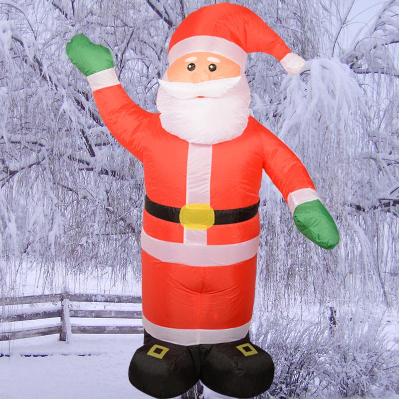1.2-3m Outdoor Christmas Inflatable Gas Mold With Led Light Santa Claus Wave Restaurant And Mall Welcome Decoration New Year