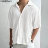 Men Short Sleeve Lace Hollow Crochet Patchwork Casual Shirts