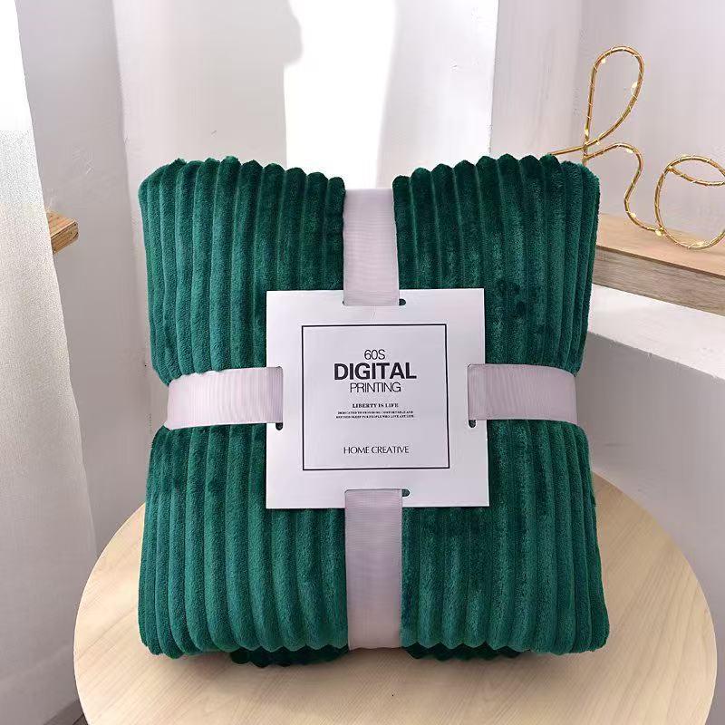 Thick Striped Flannel Fleece Blanket - Super Soft Throw for Office, Yoga, or Gift