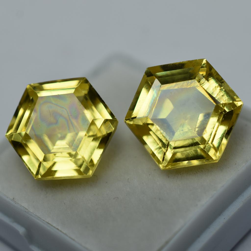 Yellow Sapphire Fancy Shape 18.56 Carat Pair Natural Loose Gemstone