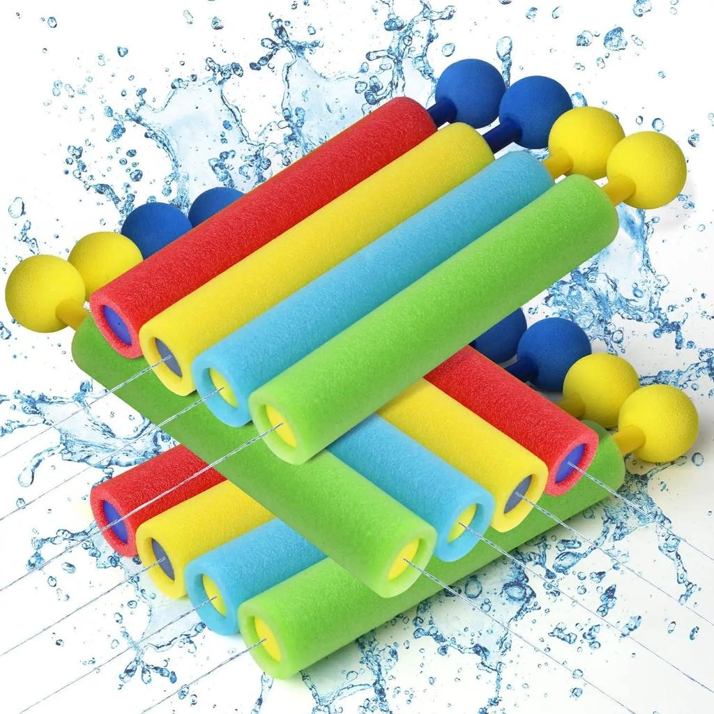Children'S Pull Type Water Cannon Water Gun Straight Cylinder Foam Eva Material Outdoor Beach Water Splash Random Color