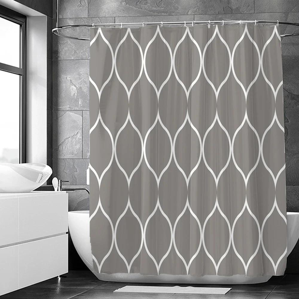 Schwarz-Weißes Geometrisches Muster Duschvorhänge Wasserdichter Stoff Badezimmervorhang mit Haken 180X180Cm WC Bad Sichtschutz