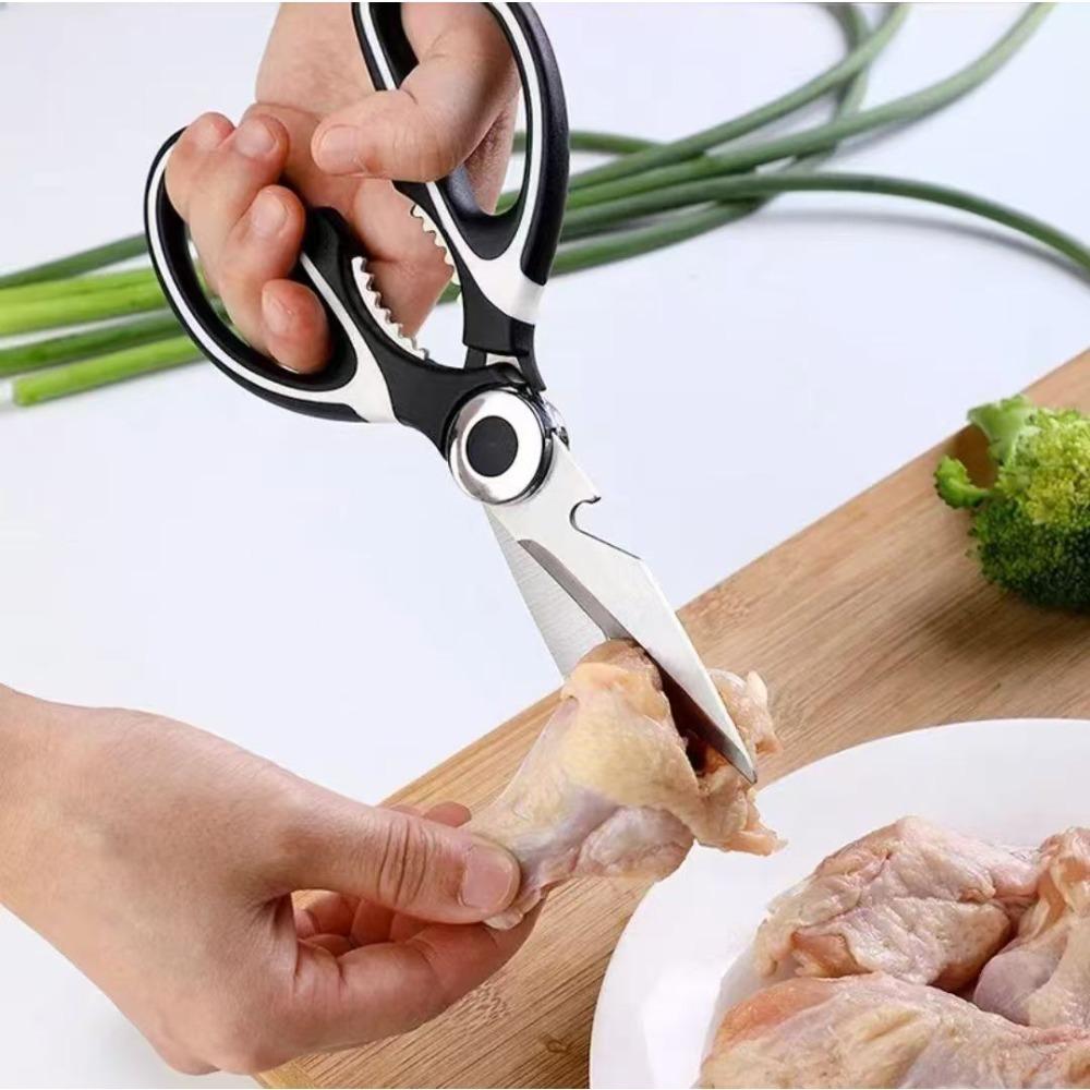 Scissors Stainless Steel Kitchen Household Bone Scissors Chicken Wings Fish Chopper Bottle Opener Clip Walnut Kitchen Tools