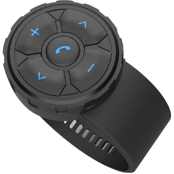 Bluetooth Media Button Remote Control IPX6 Waterproof Strap Type Wireless Controller for Car Bike Motorbike Steering Wheel Siri Call & Camera