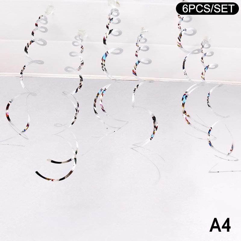 6Pcs Spiral Pendant Dangling Swirls Metallic Ceiling Hanging Streamers Ornament Christmas Wedding Birthday Balloons Decorations