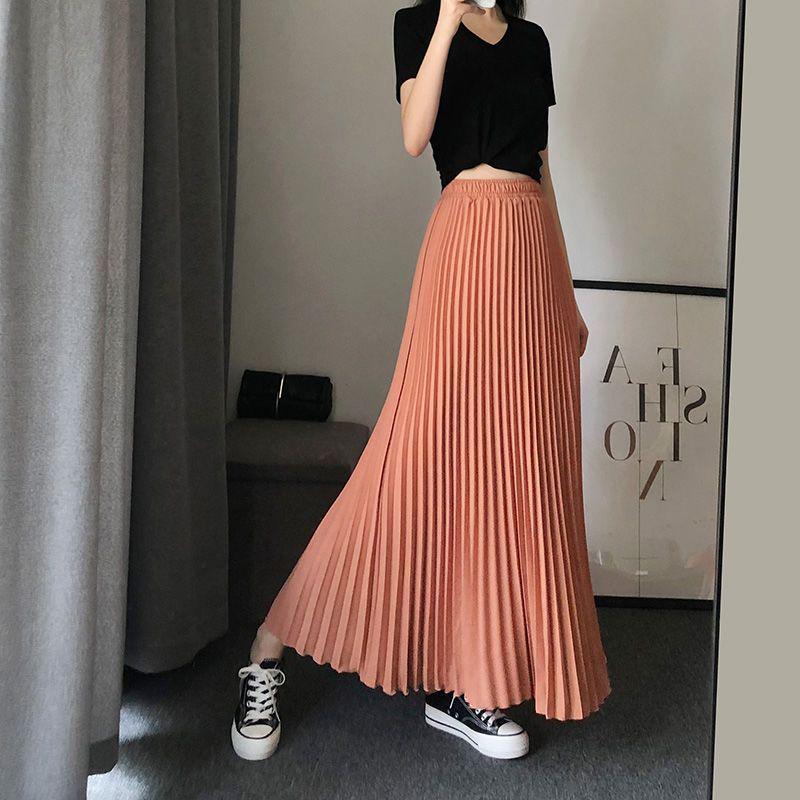 Bílá plisovaná midi sukně z šifonu s vysokým pasem - Délka ke kotníkům a zeštíhlující design