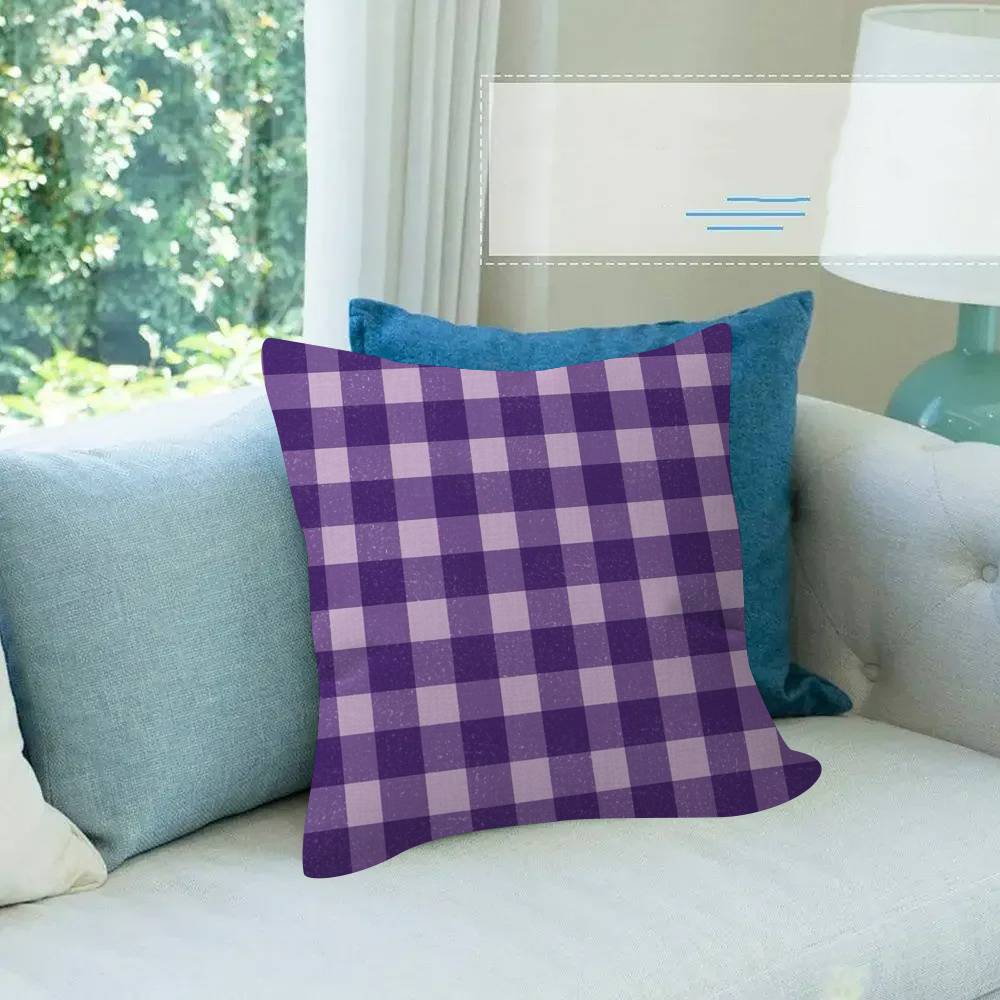 Stripe  Plaid Throw  solid color  Pillow Covers Cartoon Sofa Decorative Home Doublesided Printing Short Plush  Cushion Cover