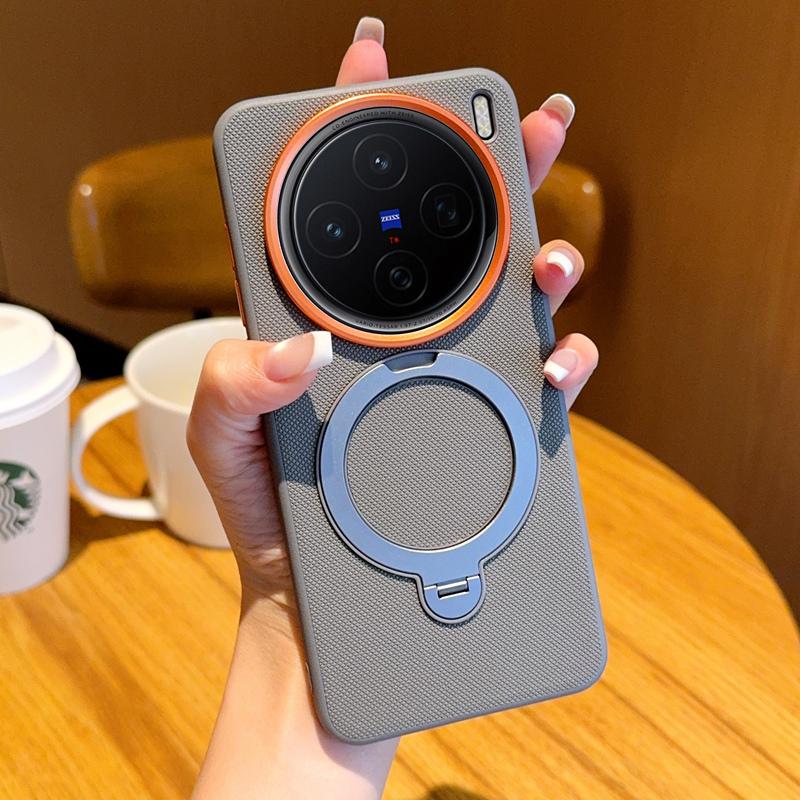 For VIVO X200 X200 Pro X200 ProMini X200 Ultra  Solid Color Rotating Magnetic Stand Anti-drop and Anti-fingerprint Phone Case
