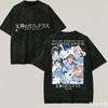 Vintage Washed Goddess Cafe Terrace Anime Graphic T Shirt Soft Cotton Short Sleeve Oversized Loose Unisex Manga Streetwear Tops
