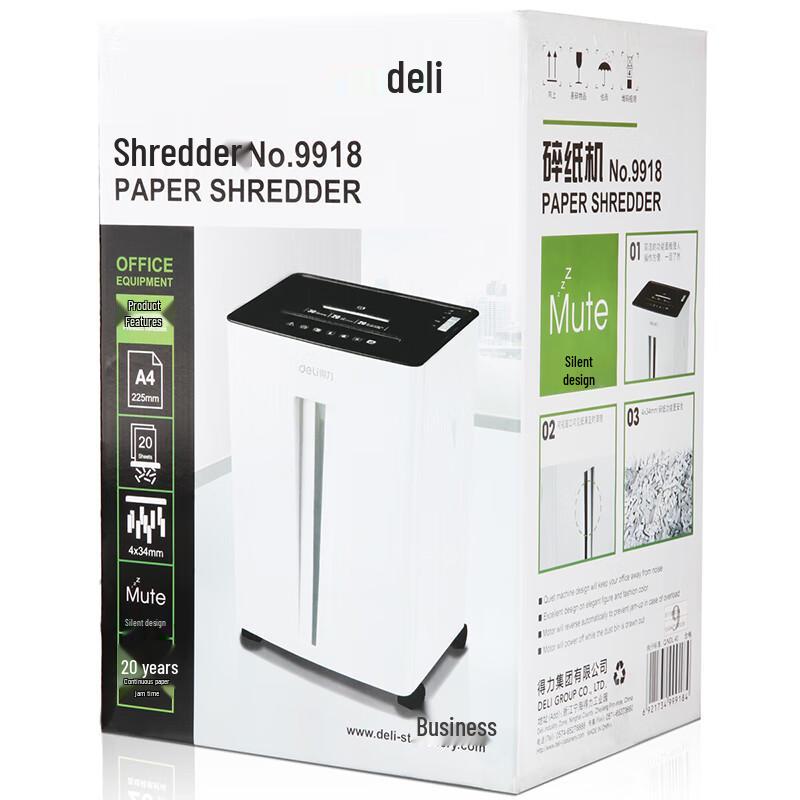 Deli 9918 Professional Cross-Cut Office Shredder CN plug (adapter included)