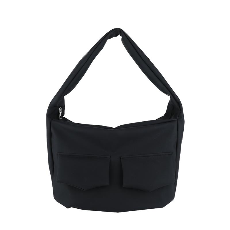 

Вместительная наплечная сумка однотонная женская сумка кроссбоди сумка для通勤 чёрный