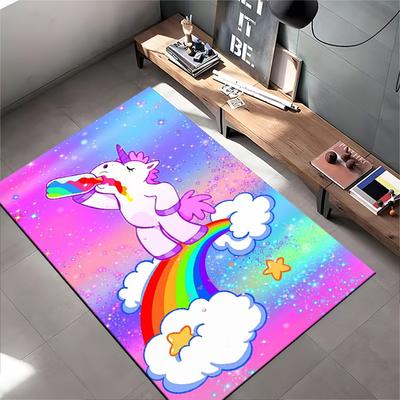 Rainbow Unicorn Fantasy: Non-slip Rug Suitable for Living Room and Bedroom Sofas.