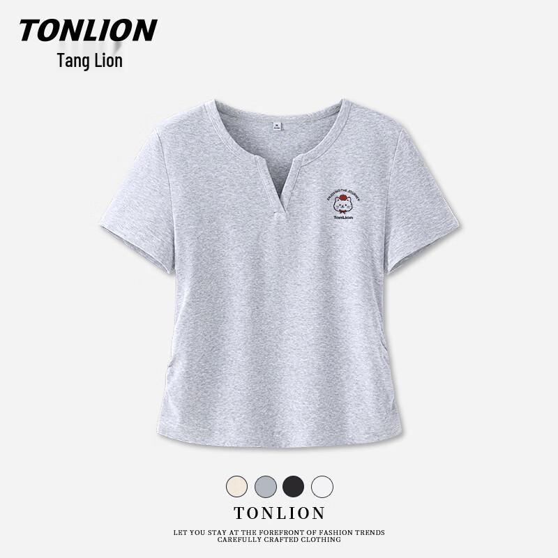 TonLion Women s Slim Fit V-Neck Short Sleeve T-Shirt L
