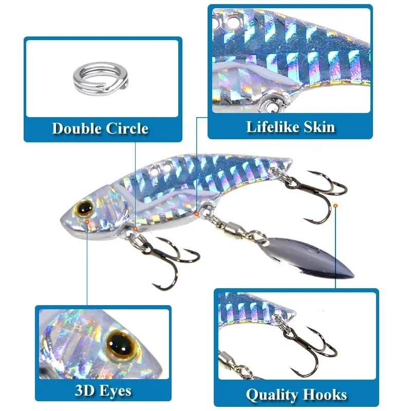 ALASICKA 1pcs Metal Vib Blade Glow Cicada Lure 50mm 55mm 12g 16g Sinking Tail Spinner Baits Bibe For Bass Pike Perch Fishing