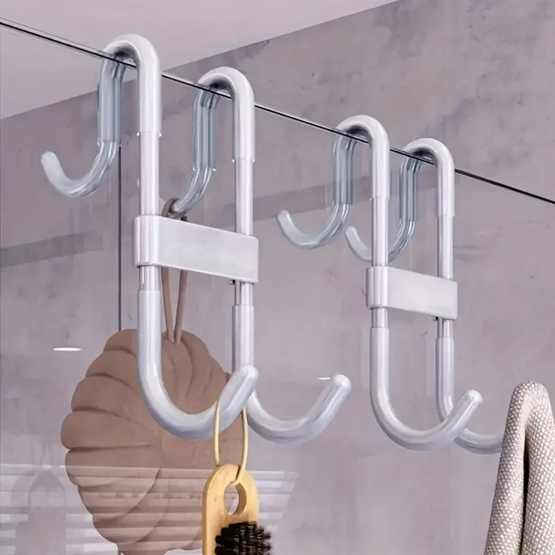 Multifunctional No-Drill Shower Glass Hanging Hook, Heavy Load Storage Hook for Towels Robes Clothes