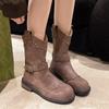 Boots Short Boots Generous British West Flat Bottom Knight Belt Buckle Fashion Rivets Simple Female Martin Boots Retro