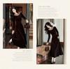 Elegant French Hepburn-Style Black Velvet Dress for Women - Autumn/Winter New Year Party Long Skirt