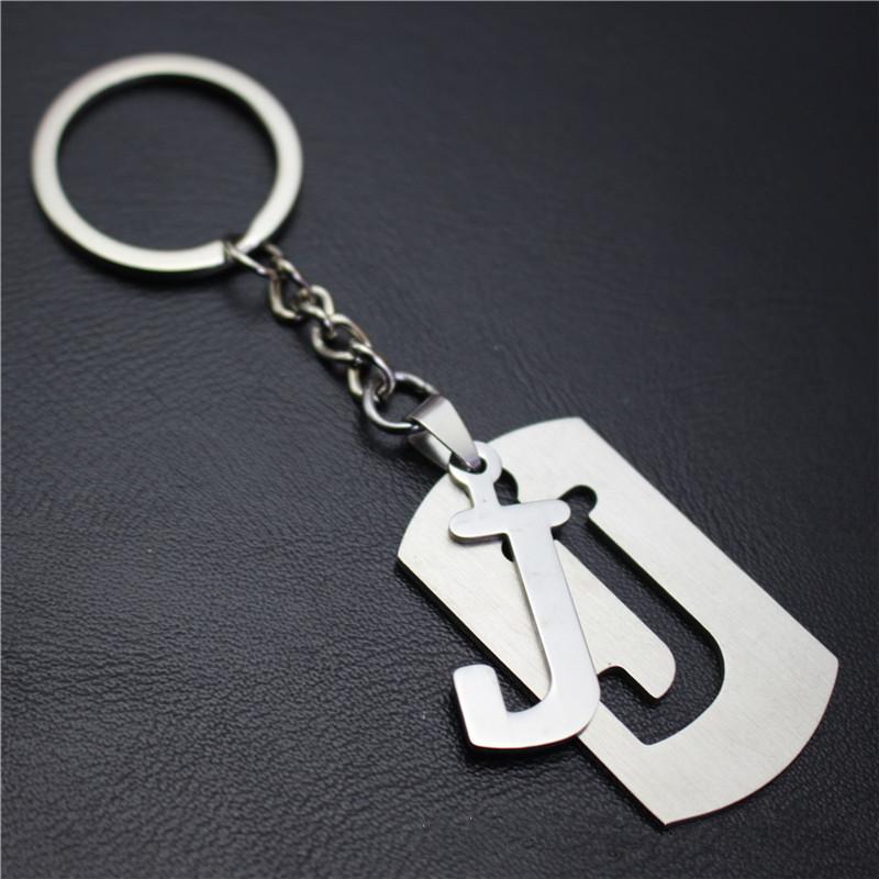 2022 DIY A-Z Letters Key Chain For Name Silver Color Steel Keychain Women Men Car Key Ring Simple Key Holder Party Gift