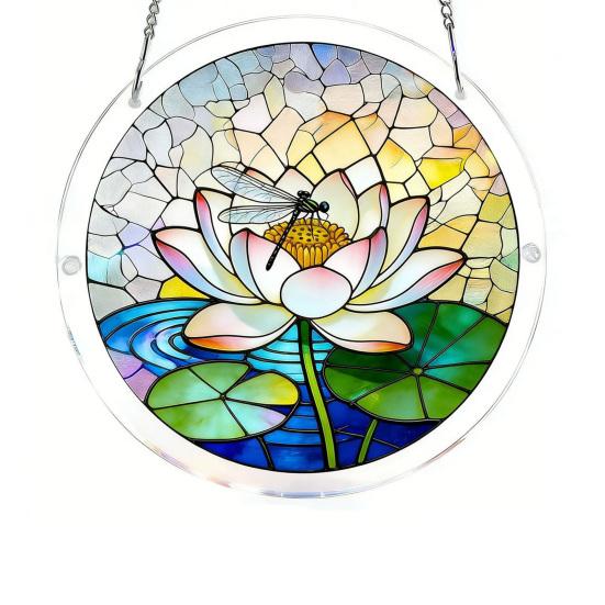 Stained Glass Style Puzzle Suncatcher, DIY Acrylic Jigsaw Puzzle for Adult, Colorful Window Hanging Ornaments for Home Garden Decor