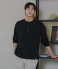 Baken 5-Button Snap Henley Neck Long Sleeve T-Shirt Bk4886_Black