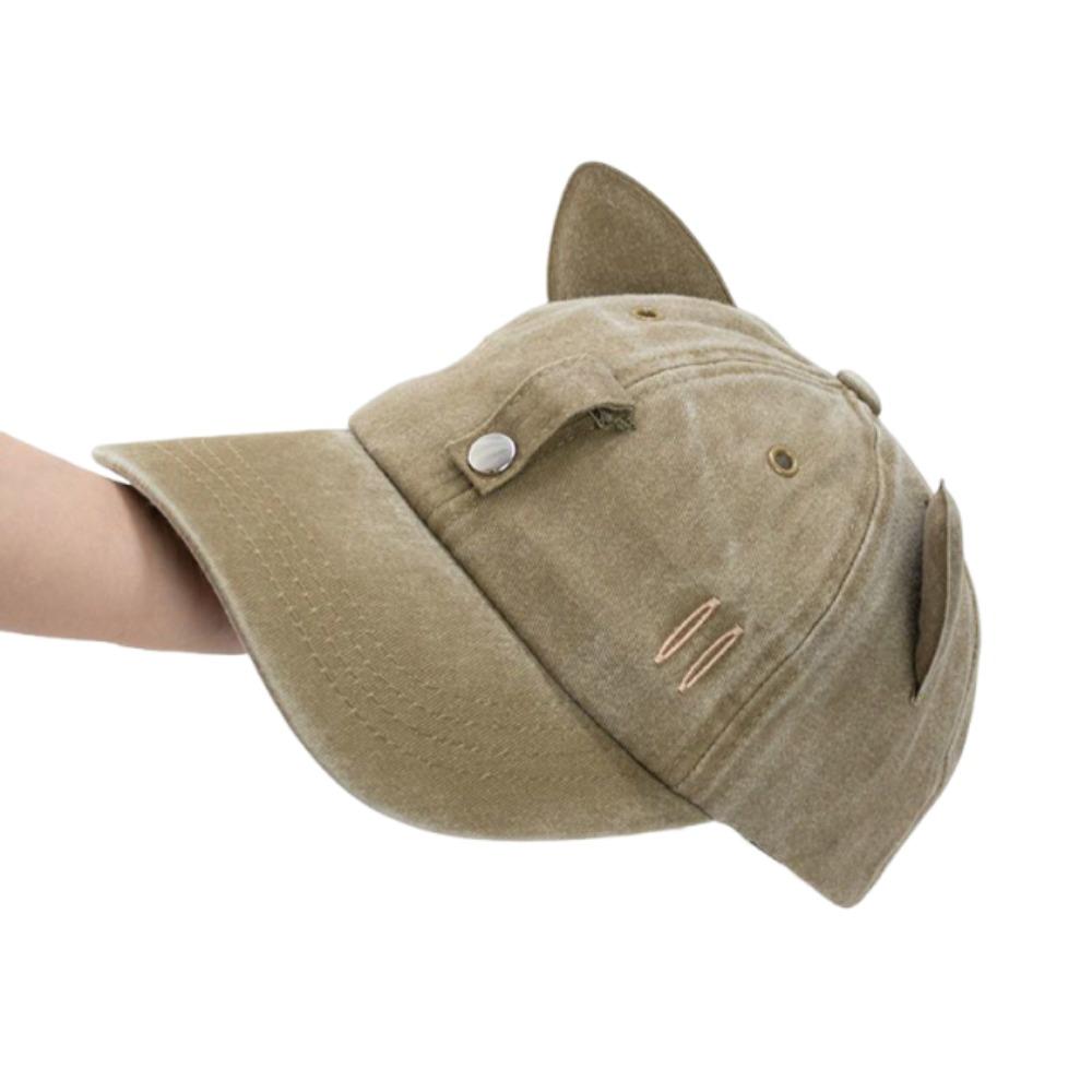 Cute Cat Ears Baseball Cap Breathable Duck Tongue Cap Fashion Sunshade Cap with Sunglasses  Travel