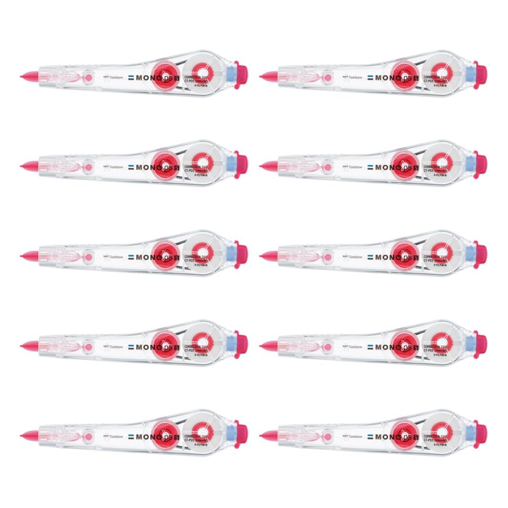 Tombow Pencil MONO PS Correction Tape with Tape Disposable 5mm x Remover, Type, 6m, 10-Pack (CT-PS5-10P)