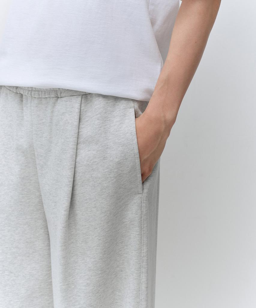 MUSINSA STANDARD One-Pleat Wide Lounge Sweatpants [Melange Light Gray]