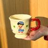 Milk Fufu Boys and Girls Cup Cute Ceramic Mug Household Drinking Cup Coffee Cup Souvenir Birthday Gift