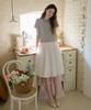 Letter From Moon Cottage Patchwork Midi Skirt (White)