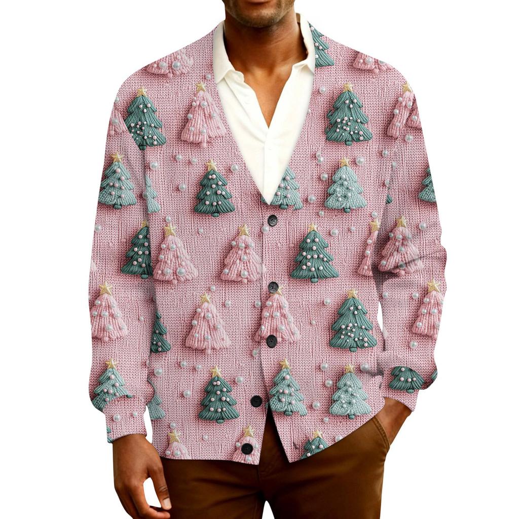 Ribbad långärmad kofta för män