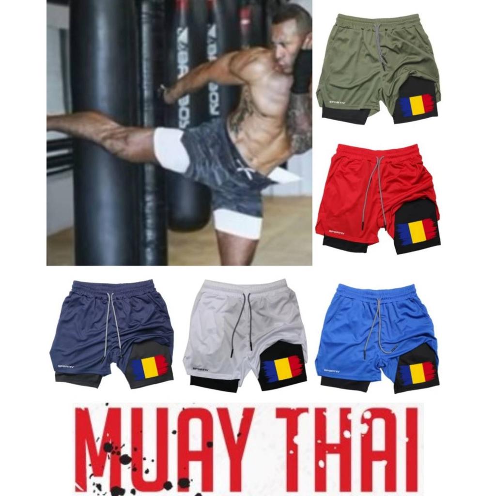 Romania Flag Camouflage Muay Thai Kick Boxing Shorts Men Women Unisex Casual Sportswear Double Layer Quick Dry Training Sport Gym Fitness Workout