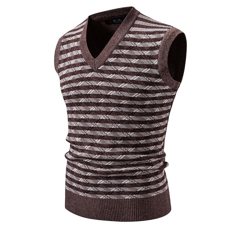 Men's V-Neck Trendy Knit Sweater Vest - Autumn/Winter European & American Style Pullover