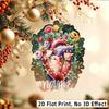 2D Flat Custom Name Irregular Acrylic Ornament,Floral Wrapped Heart Artwork Xmas Tree Hanging Pendant Holiday Gift