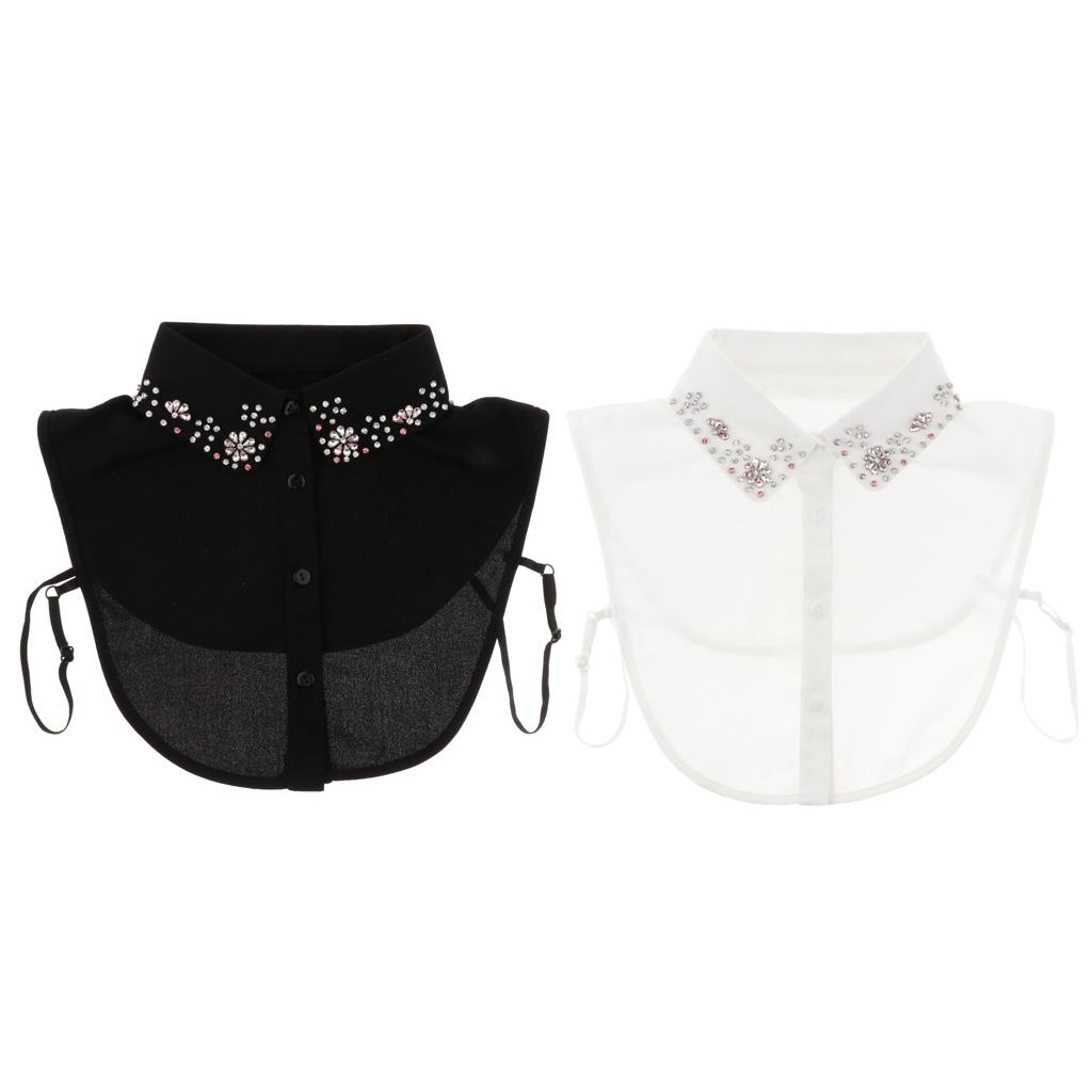 Chiffon Fake Detachable Collar Pin White Half Blouse Shirt False Collar for Women Elegant Outfit
