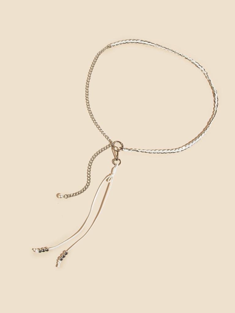 Metallic Chain Waist Chain With Handcrafted Beaded Design For Trendy Fashion Enthusiasts