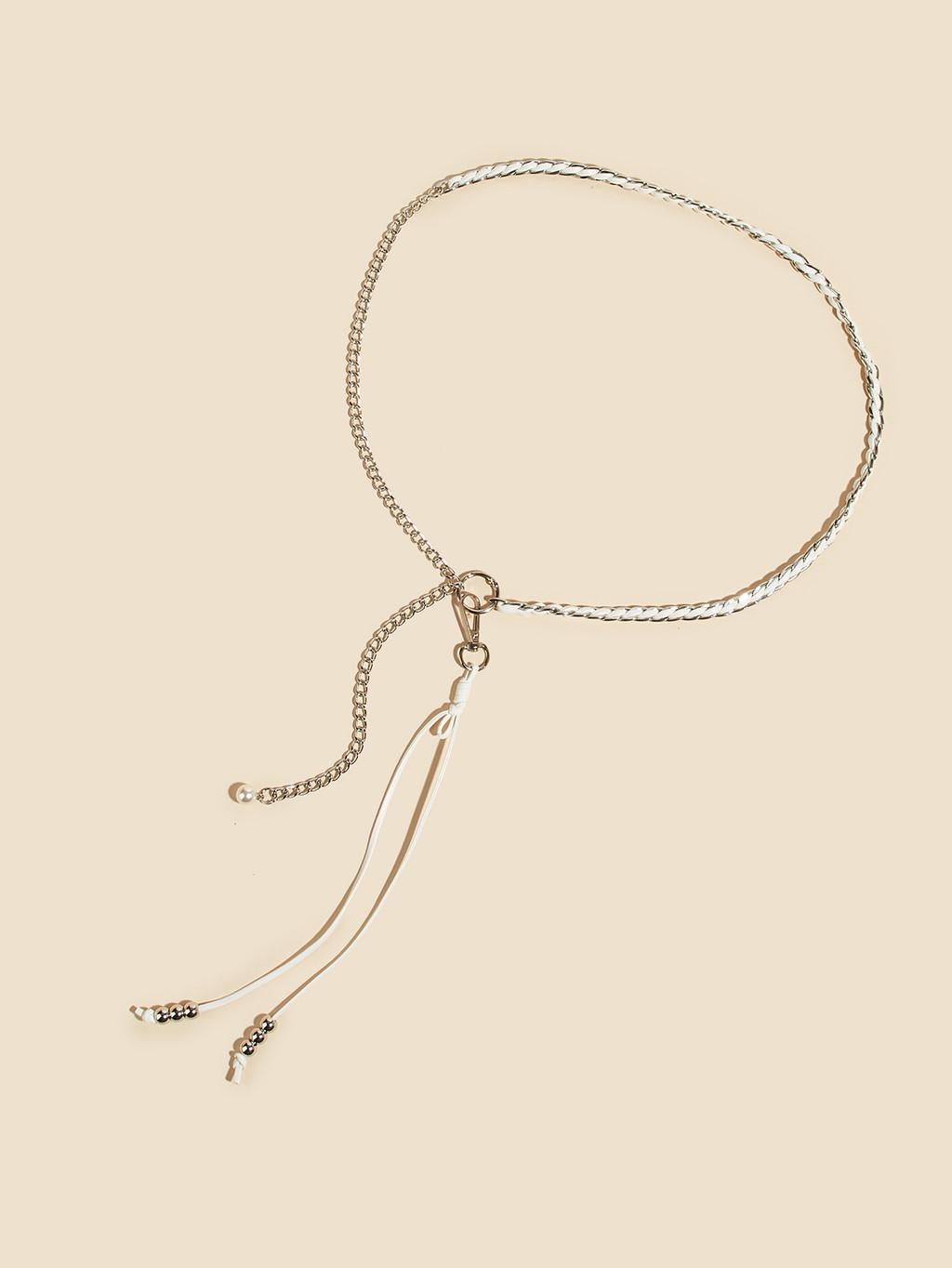 Metallic Chain Waist Chain With Handcrafted Beaded Design For Trendy Fashion Enthusiasts белый