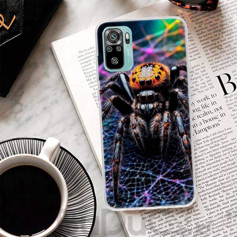 Black Widow Spider Insect Cover For Xiaomi Redmi Note 10 9S 9 8T 8 Pro 7 5 Mi 9T 10T 11T 12T 11 12 Lite 12X A3 A2 A1 Print Coque