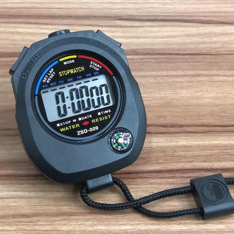 Accurate Waterproof Digital Stopwatch Handheld Professional with Wristband LCD Sports Stopwatch 24H Clock Watch