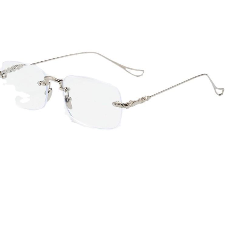 Randlose Brillen mit Fassung Damen Anti-Blaulicht Fortgeschrittener Sinn Ultraleicht Goldseide Einfache Flache Brillen Geschäftsbrillen