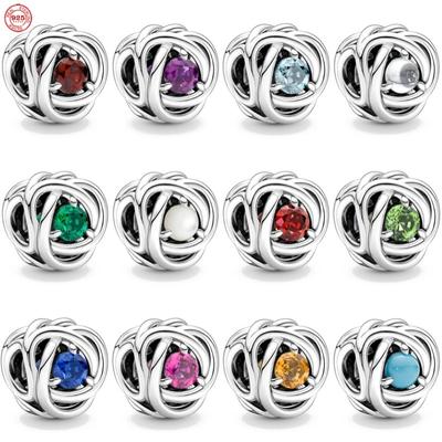 NEW Copper Gold Plated Plated 12 Month Colorful Charm Bead Charms Compatible With Authentic Bracelets Necklaces Do It Yourself Women Jewellery