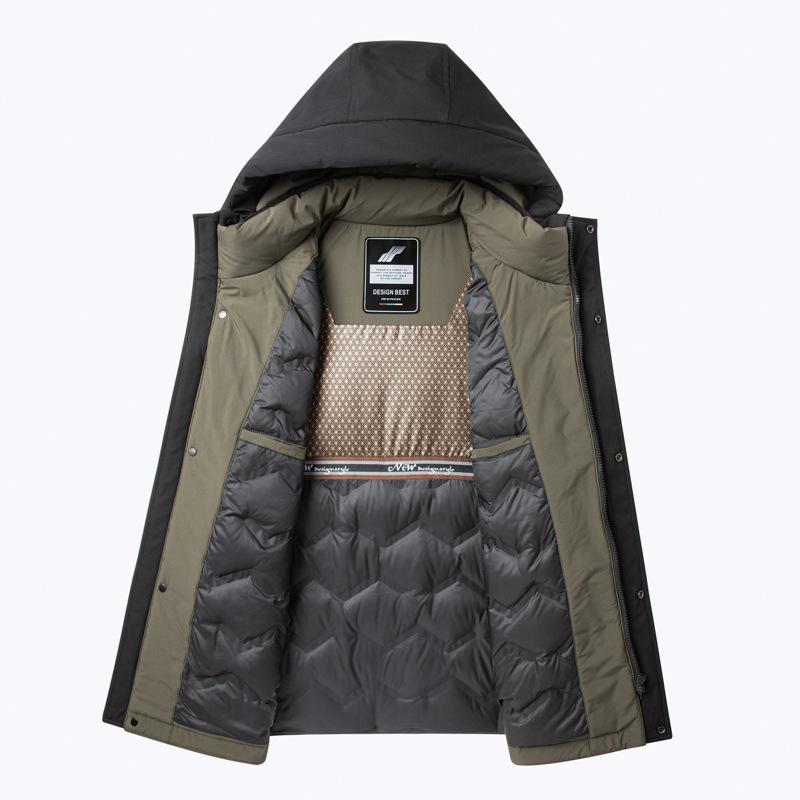 Autumn and Winter Duck Down Hooded Zipper Version Middle-aged Business Warm Thickened Down Casual Jacket